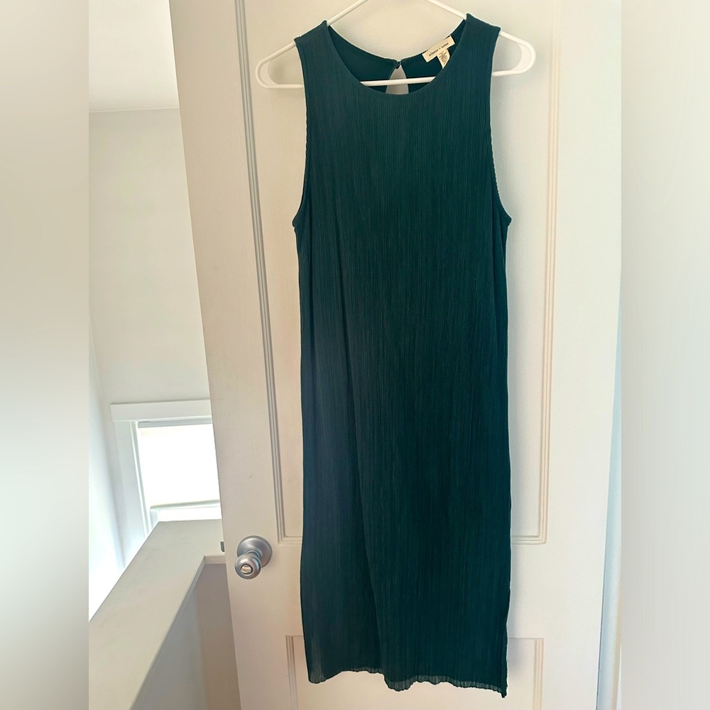 Silence + Noise Green Pleated Midi Dress